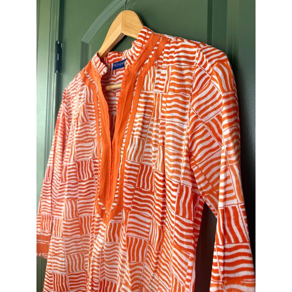 NWT Ro's Garden Tokyo Short Mini Dress Coverup Resort Boho Kurta Orange Basa XS - Picture 2 of 6